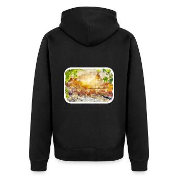 Europa Aquarellskizze Handgezeichnete Illustration - Unisex Premium Bio Zip Hoodie - Schwarz - Hinten - Nico (187cm)