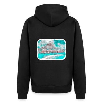 Maldives Watercolor Sketch Hand Drawn Illustration - Unisex Premium Organic Zip Hoodie - black - Back - Nico (187cm)
