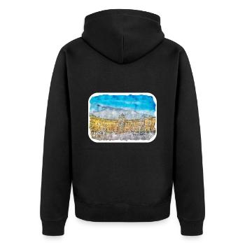 Vienna Austria Watercolor Sketch Drawn Illustratio - Unisex Premium Organic Zip Hoodie - black - Back - Nico (187cm)