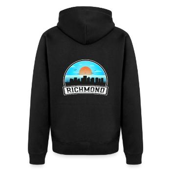 Richmond Virginia Usa Skyline Vintage Sunset Trave - Unisex Premium Organic Zip Hoodie - black - Back - Nico (187cm)