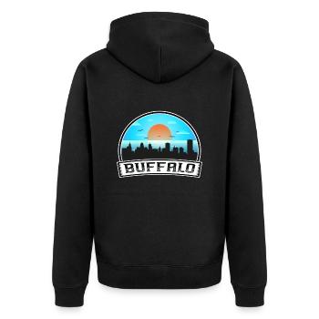 Buffalo New York États-Unis Skyline Vintage Sunset Travel - Veste à capuche bio Premium Unisexe - noir - Dos - Nico (187cm)