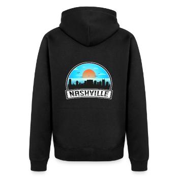 Nashville Tennessee Usa Skyline Vintage Sunset Tra - Unisex Premium Bio Zip Hoodie - Schwarz - Hinten - Nico (187cm)