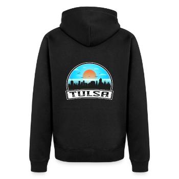 Tulsa Oklahoma Usa Skyline Vintage Sunset Travel S - Unisex Premium Organic Zip Hoodie - black - Back - Nico (187cm)