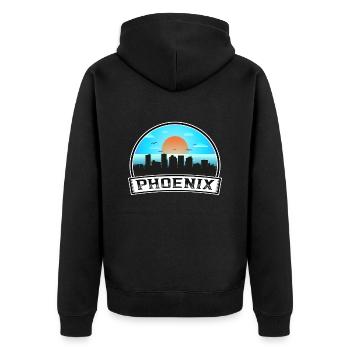 Phoenix Arizona États-Unis Skyline Vintage Sunset Travel - Veste à capuche bio Premium Unisexe - noir - Dos - Nico (187cm)