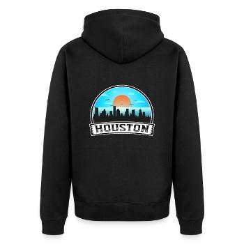 Houston Texas États-Unis Skyline Vintage Sunset Travel So - Veste à capuche bio Premium Unisexe - noir - Dos - Nico (187cm)