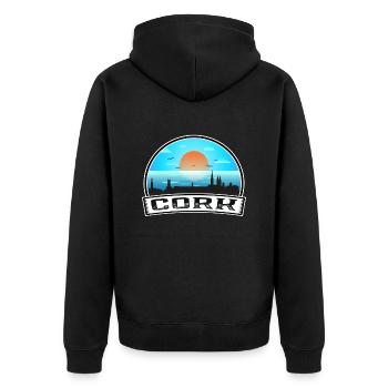 Cork Irlande Skyline Vintage Sunset Travel Souveni - Veste à capuche bio Premium Unisexe - noir - Dos - Nico (187cm)