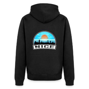 Nice France Skyline Vintage Sunset Travel Souvenir - Unisex Premium Organic Zip Hoodie - black - Back - Nico (187cm)
