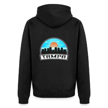 Tampa Floride États-Unis Skyline Vintage Sunset Travel So - Veste à capuche bio Premium Unisexe - noir - Dos - Nico (187cm)