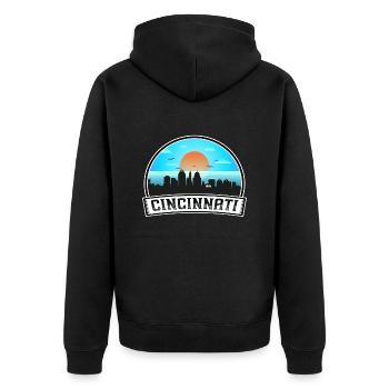 Cincinnati Ohio Usa Skyline Vintage Sunset Travel - Unisex Premium Organic Zip Hoodie - black - Back - Nico (187cm)