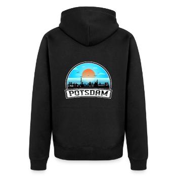 Potsdam Deutschland Skyline Vintage Sunset Travel Souv - Unisex Premium Bio Zip Hoodie - Schwarz - Hinten - Nico (187cm)