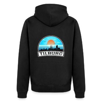 Tilburg Pays-Bas Skyline Vintage Sunset Travel - Veste à capuche bio Premium Unisexe - noir - Dos - Nico (187cm)