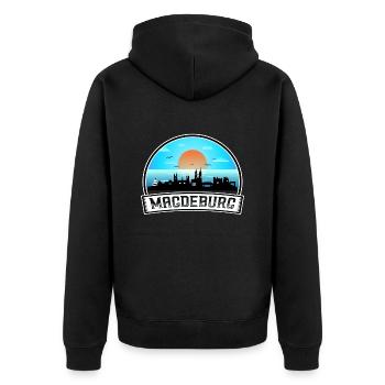 Magdebourg Allemagne Skyline Vintage Sunset Travel So - Veste à capuche bio Premium Unisexe - noir - Dos - Nico (187cm)