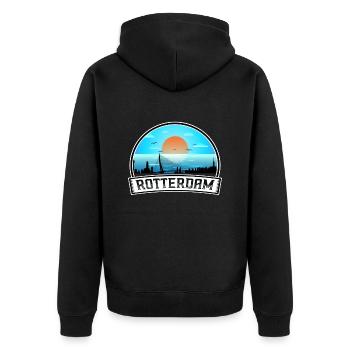 Rotterdam Netherlands Skyline Vintage Sunset Trave - Unisex Premium Organic Zip Hoodie - black - Back - Nico (187cm)