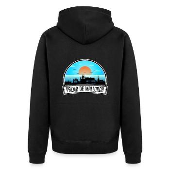 Palma De Mallorca Spain Skyline Vintage Sunset Tra - Unisex Premium Organic Zip Hoodie - black - Back - Nico (187cm)