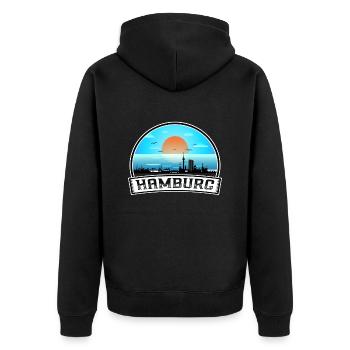 Hambourg Allemagne Skyline Vintage Sunset Travel Souv - Veste à capuche bio Premium Unisexe - noir - Dos - Nico (187cm)