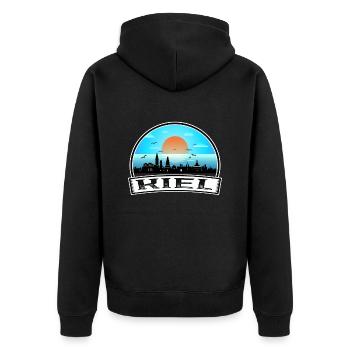 Kiel Germany Skyline Vintage Sunset Travel Souveni - Unisex Premium Organic Zip Hoodie - black - Back - Nico (187cm)