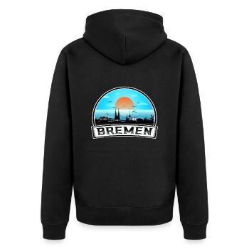 Brême Allemagne Skyline Vintage Sunset Travel Souve - Veste à capuche bio Premium Unisexe - noir - Dos - Nico (187cm)