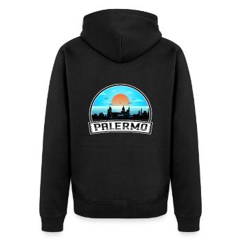 Palermo Italy Skyline Vintage Sunset Travel Souven - Unisex Premium Organic Zip Hoodie - black - Back - Nico (187cm)