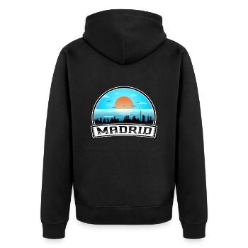 Madrid Espagne Skyline Vintage Sunset Travel Souveni - Veste à capuche bio Premium Unisexe - noir - Dos - Nico (187cm)