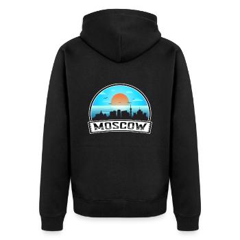 Moscou Russie Skyline Vintage Sunset Travel Souven - Veste à capuche bio Premium Unisexe - noir - Dos - Nico (187cm)