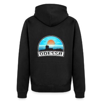 Odessa Ukraine Skyline Vintage Sunset Travel Souve - Unisex Premium Organic Zip Hoodie - black - Back - Nico (187cm)