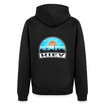 Kiev Ukraine Skyline Vintage Sunset Travel Souveni - Unisex Premium Organic Zip Hoodie - black - Back - Nico (187cm)