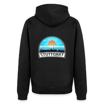 Stuttgart Allemagne Skyline Vintage Sunset Travel So - Veste à capuche bio Premium Unisexe - noir - Dos - Nico (187cm)