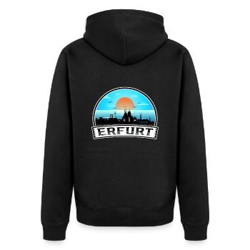 Erfurt Germany Skyline Vintage Sunset Travel Souve - Unisex Premium Organic Zip Hoodie - black - Back - Nico (187cm)