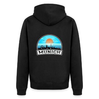 Munich Allemagne Skyline Vintage Sunset Travel Souve - Veste à capuche bio Premium Unisexe - noir - Dos - Nico (187cm)