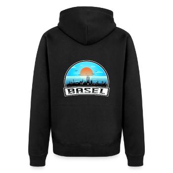 Basel Switzerland Skyline Vintage Sunset Travel So - Unisex Premium Organic Zip Hoodie - black - Back - Nico (187cm)