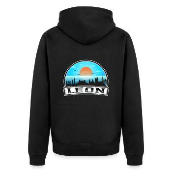 Leon Mexiko Skyline Vintage Sonnenuntergang Reise Souvenir - Unisex Premium Bio Zip Hoodie - Schwarz - Hinten - Nico (187cm)