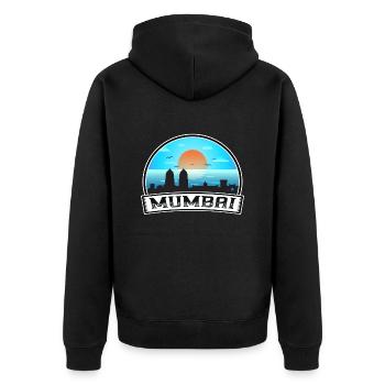 Mumbai India Skyline Vintage Sunset Travel Souveni - Unisex Premium Organic Zip Hoodie - black - Back - Nico (187cm)