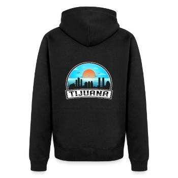 Tijuana Mexico Skyline Vintage Sunset Travel Souve - Unisex Premium Organic Zip Hoodie - black - Back - Nico (187cm)