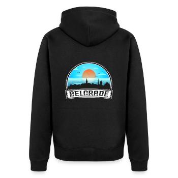Belgrade Serbie Skyline Vintage Sunset Travel Souv - Veste à capuche bio Premium Unisexe - noir - Dos - Nico (187cm)