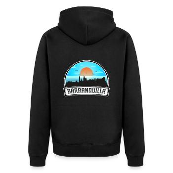 Barranquilla Colombia Skyline Vintage Sunset Trave - Unisex Premium Organic Zip Hoodie - black - Back - Nico (187cm)