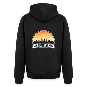Cleveland Ohio Usa Skyline Vintage Sunset Travel S - Unisex Premium Bio Zip Hoodie - Schwarz - Hinten - Nico (187cm)