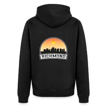 Richmond Virginia Usa Skyline Vintage Sunset Trave - Unisex Premium Organic Zip Hoodie - black - Back - Nico (187cm)