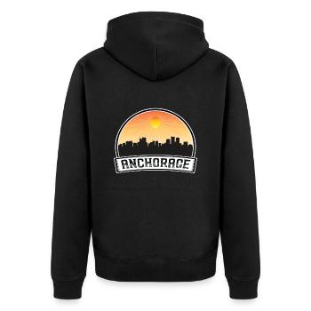 Anchorage Alaska Usa Skyline Vintage Sunset Travel - Unisex Premium Organic Zip Hoodie - black - Back - Nico (187cm)