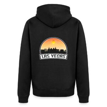 Las Vegas Nevada Usa Skyline Vintage Sunset Travel - Unisex Premium Bio Zip Hoodie - Schwarz - Hinten - Nico (187cm)