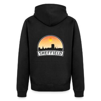 Sheffield England Skyline Vintage Sunset Travel So - Unisex Premium Organic Zip Hoodie - black - Back - Nico (187cm)