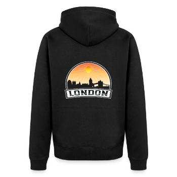 Londres Angleterre Skyline Vintage Sunset Travel Souve - Veste à capuche bio Premium Unisexe - noir - Dos - Nico (187cm)