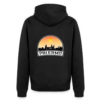 Palermo Italy Skyline Vintage Sunset Travel Souven - Unisex Premium Organic Zip Hoodie - black - Back - Nico (187cm)