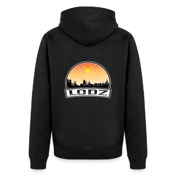 Lodz Pologne Skyline Vintage Sunset Souvenir de voyage - Veste à capuche bio Premium Unisexe - noir - Dos - Nico (187cm)
