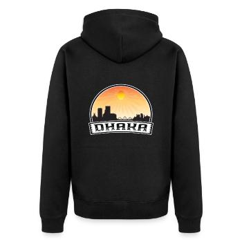 Dhaka Bangladesh Skyline Vintage Sunset Travel Sou - Veste à capuche bio Premium Unisexe - noir - Dos - Nico (187cm)