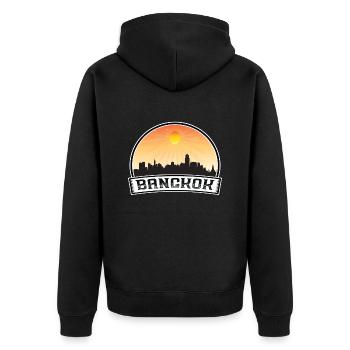 Bangkok Thaïlande Skyline Vintage Sunset Travel Sou - Veste à capuche bio Premium Unisexe - noir - Dos - Nico (187cm)