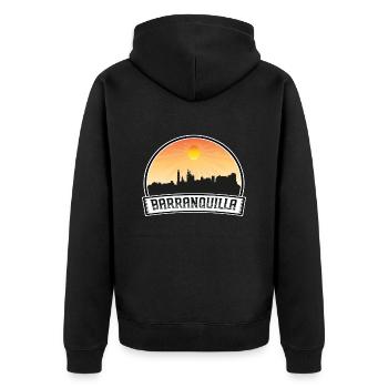 Barranquilla Colombia Skyline Vintage Sunset Trave - Unisex Premium Organic Zip Hoodie - black - Back - Nico (187cm)