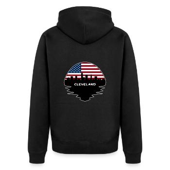 Cleveland Ohio USA Flagge Skyline Silhouette Reisen - Unisex Premium Bio Zip Hoodie - Schwarz - Hinten - Nico (187cm)