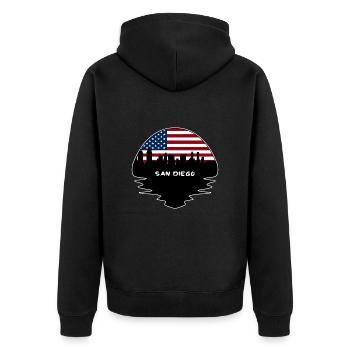 San Diego Californie États-Unis Flag Skyline Silhouette T - Veste à capuche bio Premium Unisexe - noir - Dos - Nico (187cm)