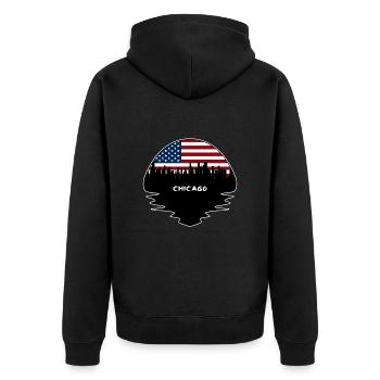 Chicago Illinois États-Unis Flag Skyline Silhouette Trave - Veste à capuche bio Premium Unisexe - noir - Dos - Nico (187cm)