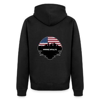 Minneapolis Minnesota Usa Flag Skyline Silhouette - Unisex Premium Organic Zip Hoodie - black - Back - Nico (187cm)